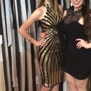 *QUICK POST* Gold Sequin High Neck Formal Dress